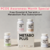 PCOS awareness month Metabolism plus bundle supplement bottles and box