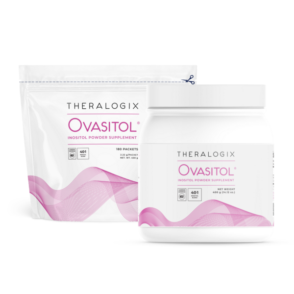 Ovasitol canister and Ovasitol bag side by side