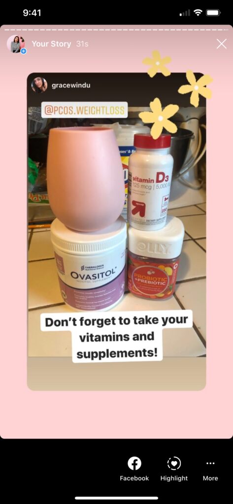 gracewindu - PCOS.WEIGHTLOSS - Don't forget to take your vitamins and supplements!