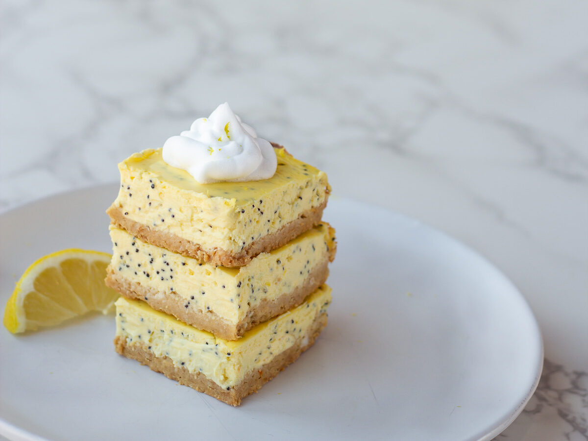 Lemon Poppyseed Protein Cheesecake Bars | 7-Day PCOS Pregnancy Diet Plan