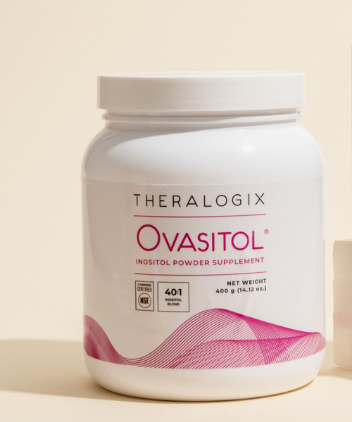 white canister with the words Ovasitol