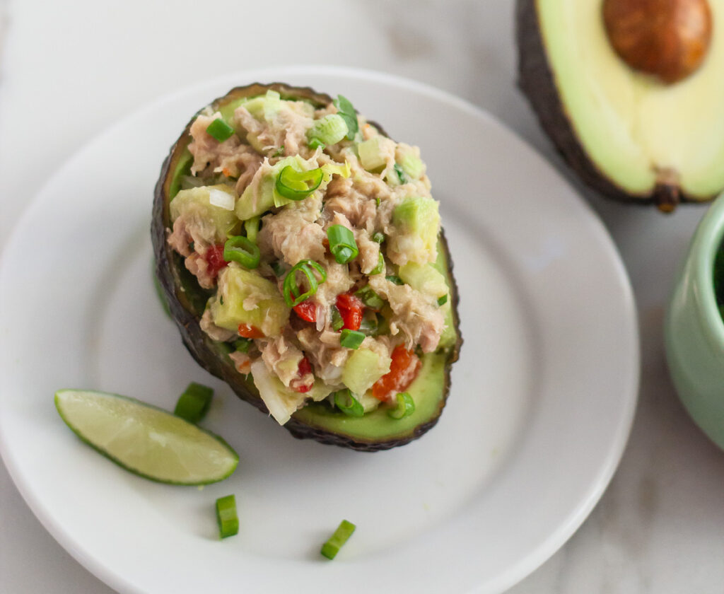 tuna salad in avocados