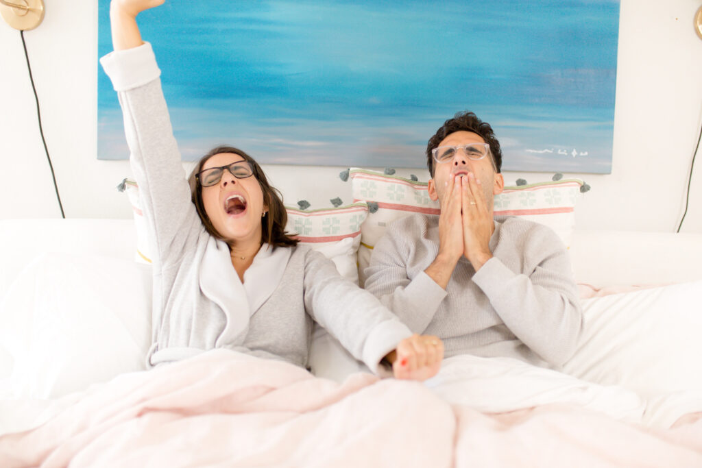 Tallene and sirak yawning in bed from adrenal fatigue