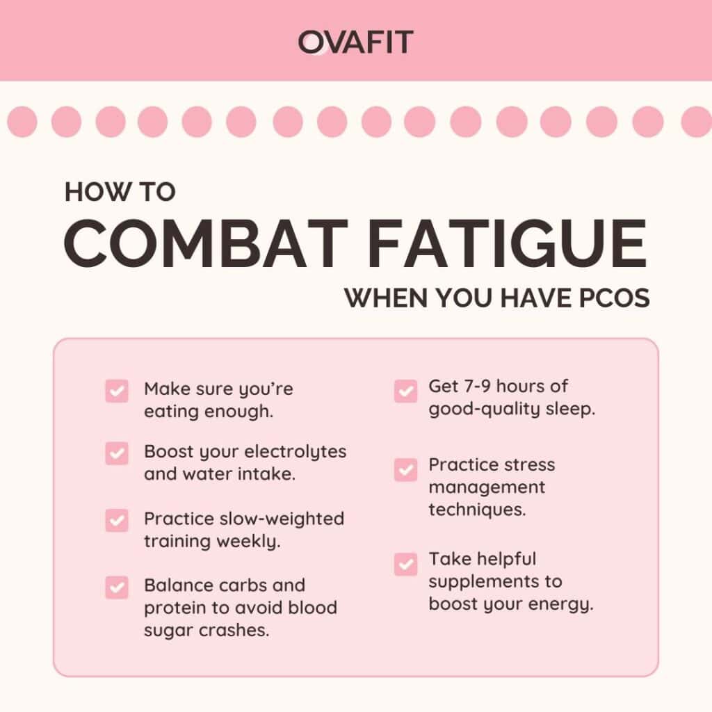 how to combat fatigue with PCOS List of ways to combat fatigue when you have PCOS