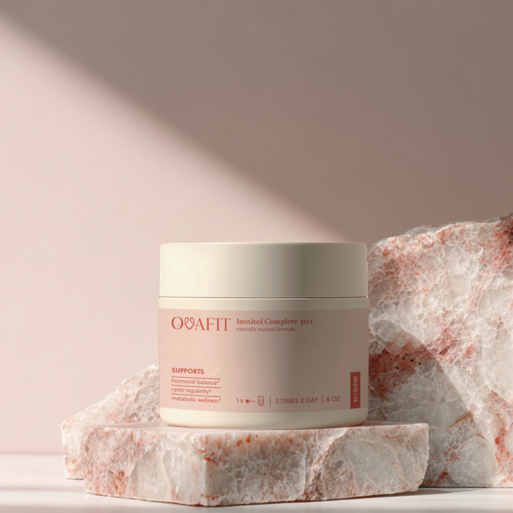 product on a pink stone