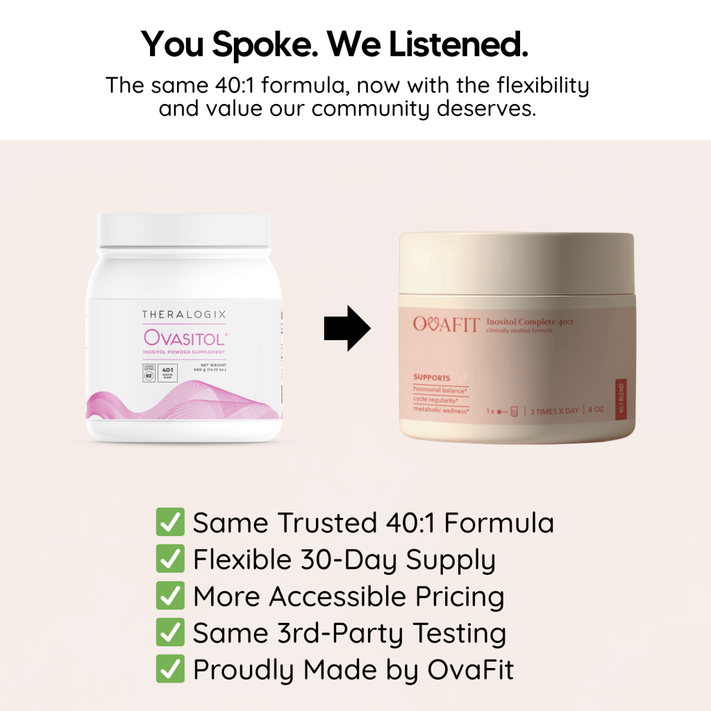 two bottles of inositol with text overlay