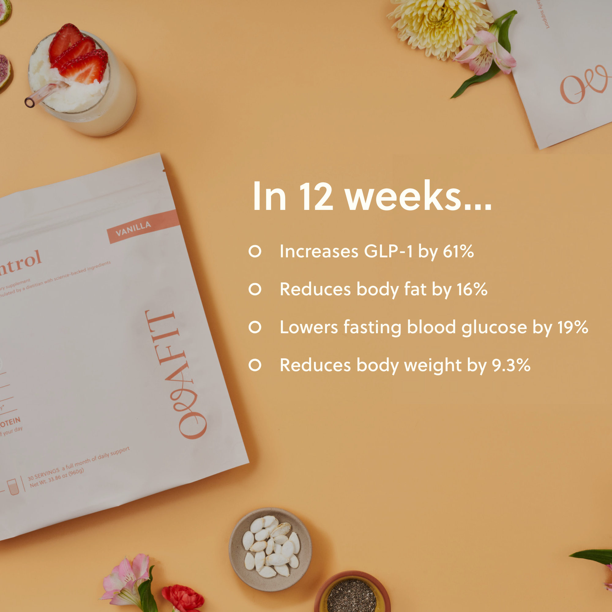 text showing benefits of protein powder after 12 weeks