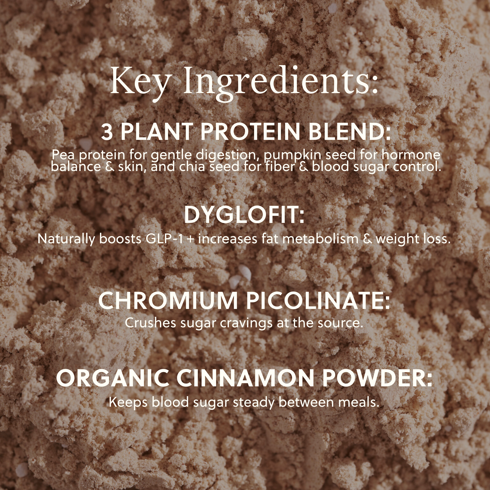 powder with words shown on top with key ingredients