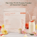 showing protein powder bag with header text over it