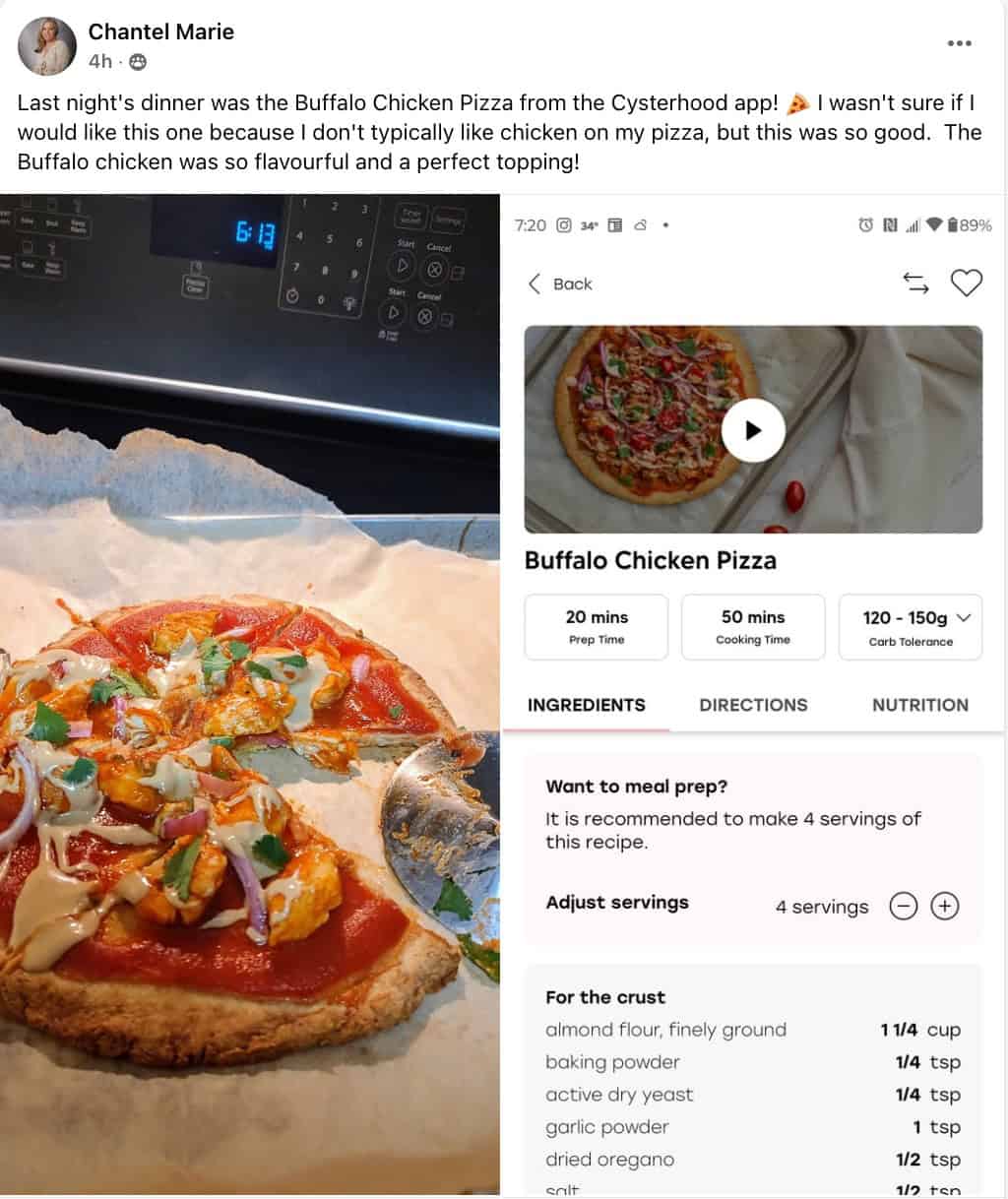 screenshot of Cysterhood member post