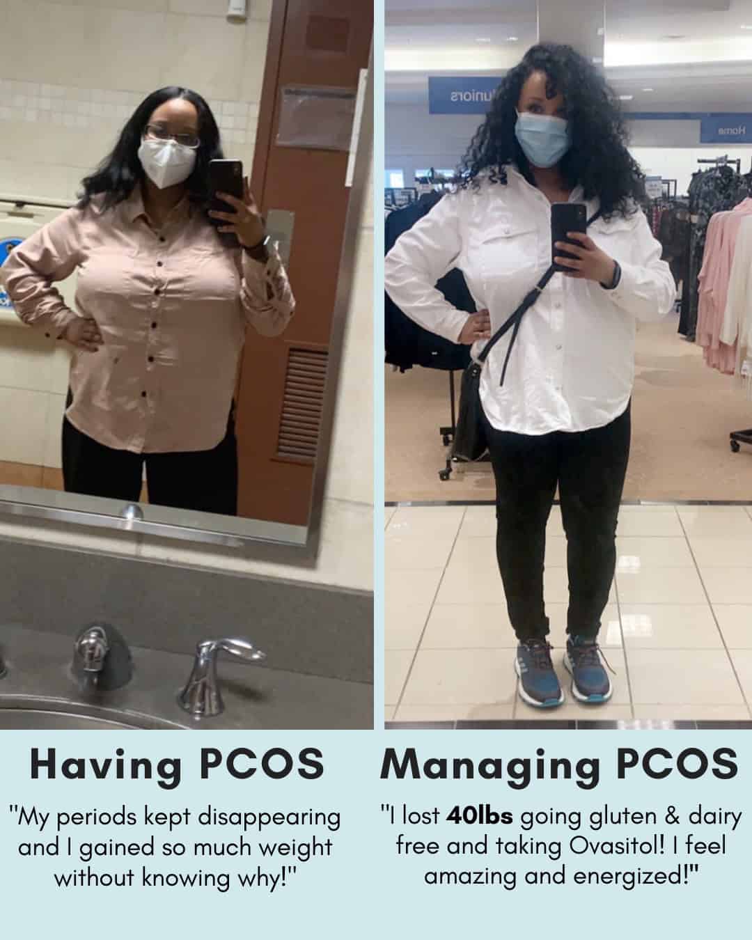 Cysterhood testimonial with before/after photos from Cysterhood member