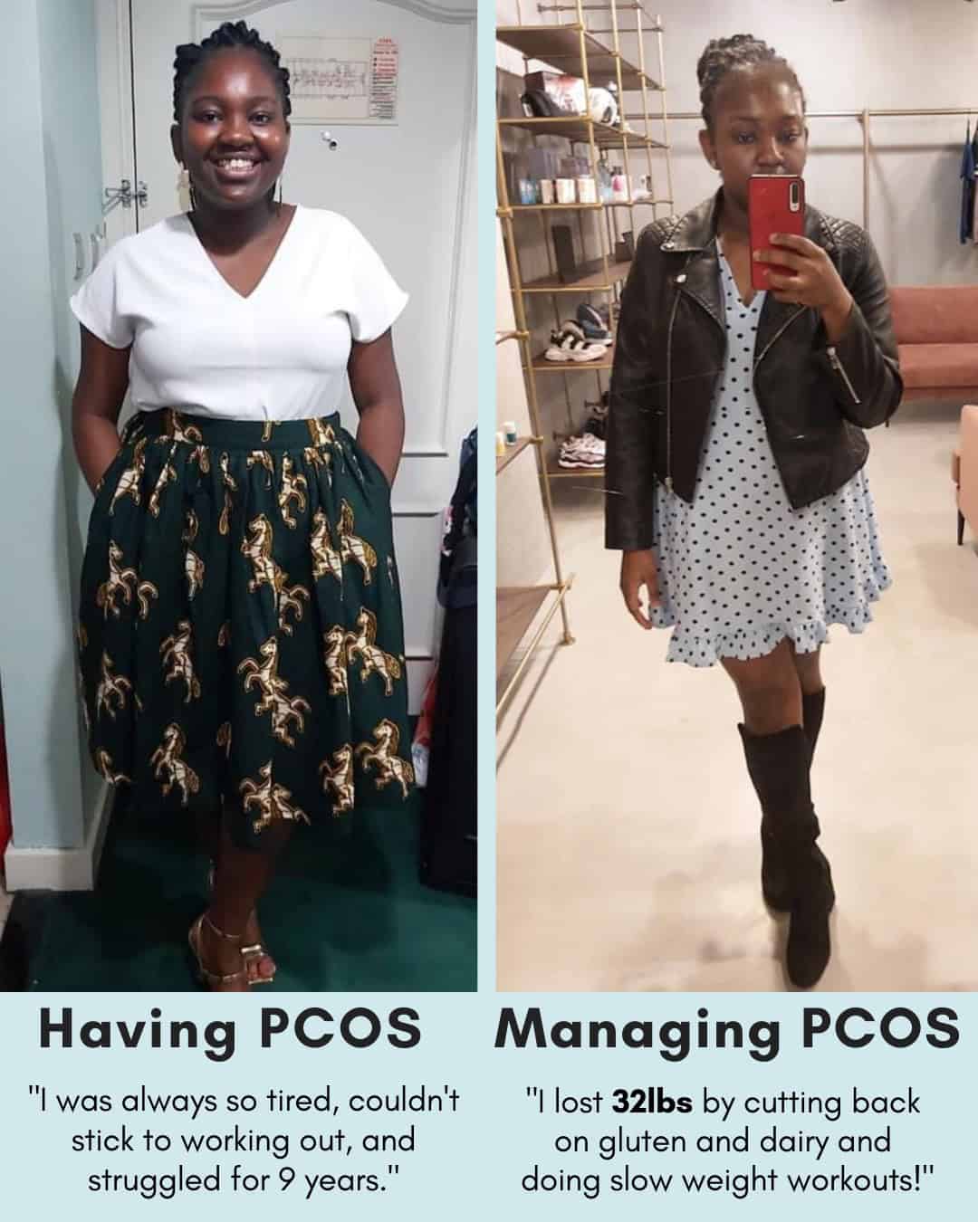 Cysterhood testimonial with before/after photos from Cysterhood member