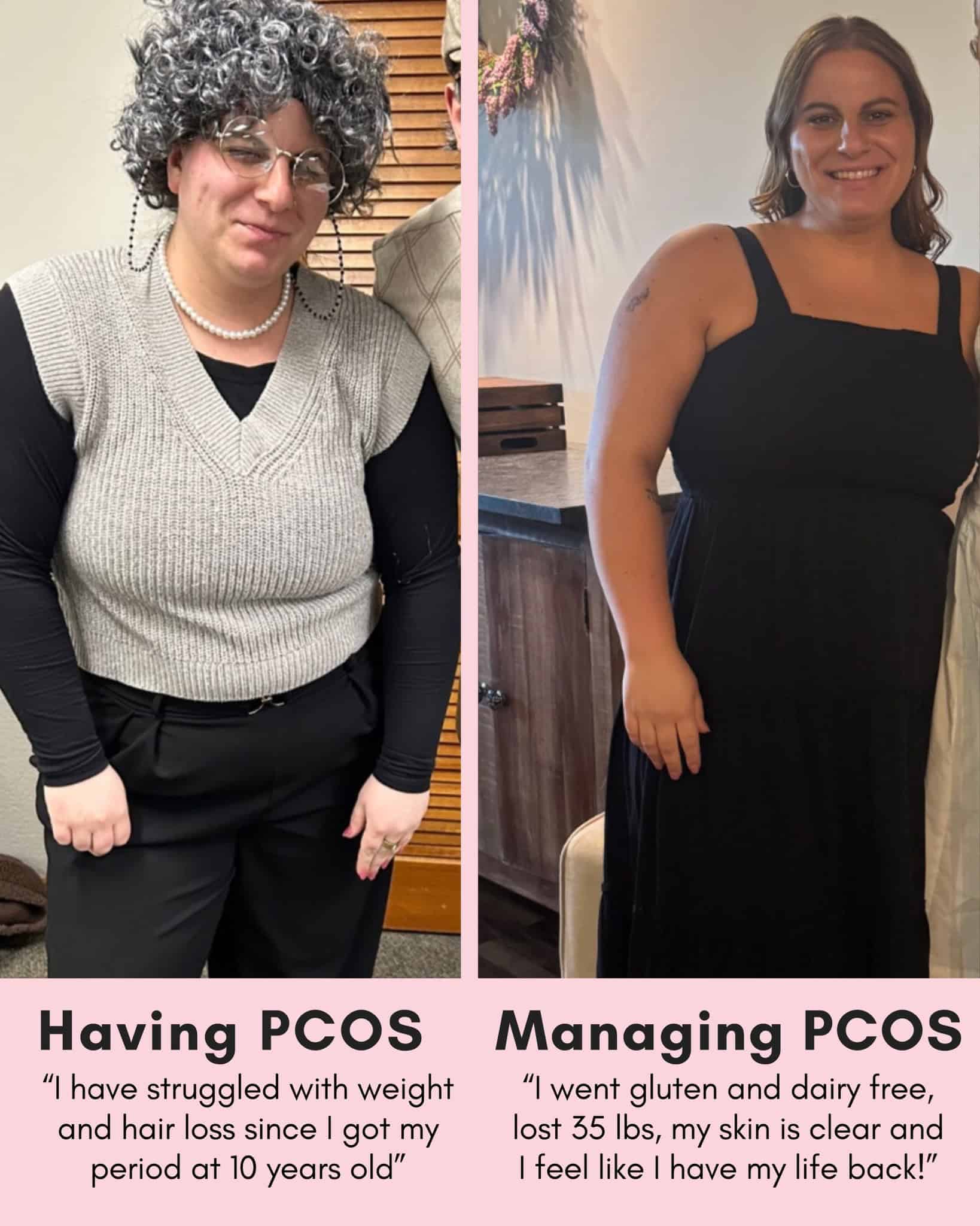 Cysterhood testimonial with before/after photos from Cysterhood member