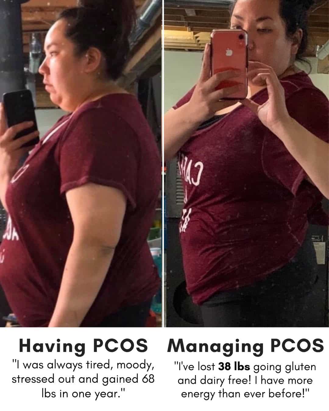 Cysterhood testimonial with before/after photos from Cysterhood member