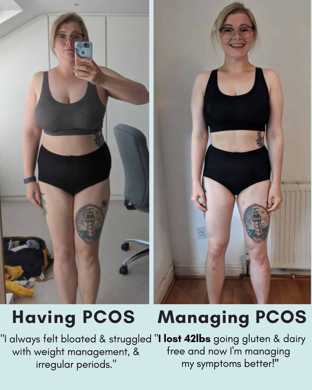 Cysterhood testimonial with before/after photos from Cysterhood member