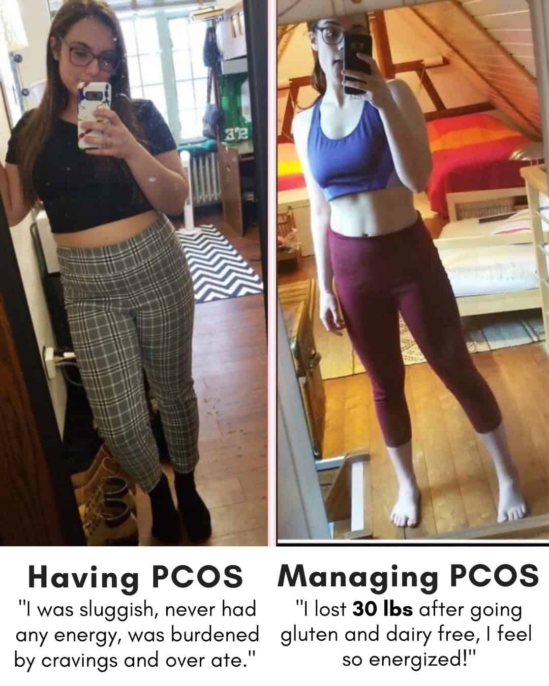 Cysterhood testimonial with before/after photos from Cysterhood member