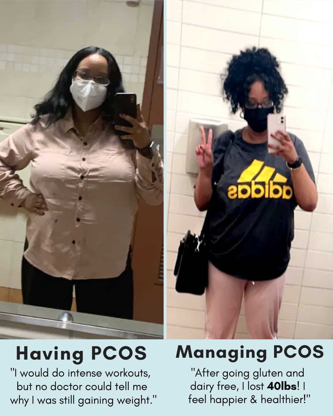 Cysterhood testimonial with before/after photos from Cysterhood member