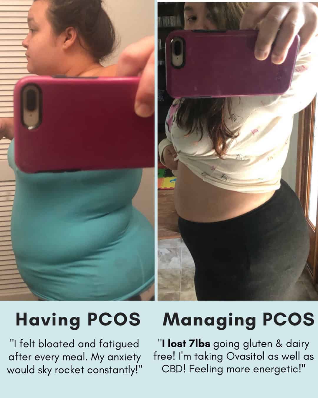 Cysterhood testimonial with before/after photos from Cysterhood member