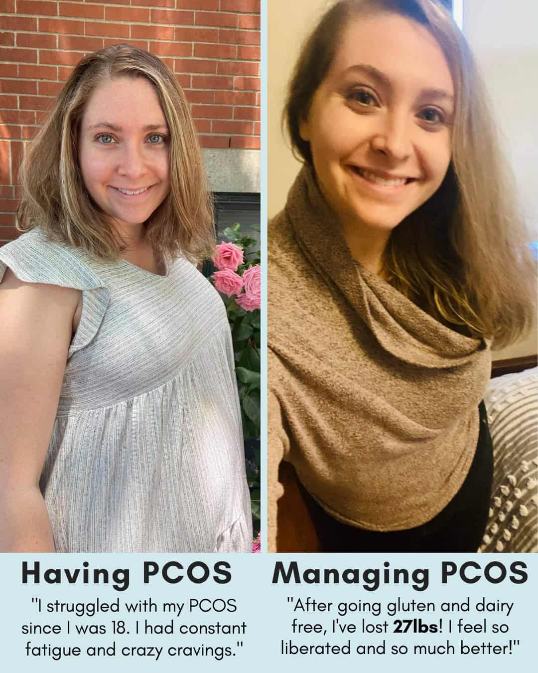 Cysterhood testimonial with before/after photos from Cysterhood member