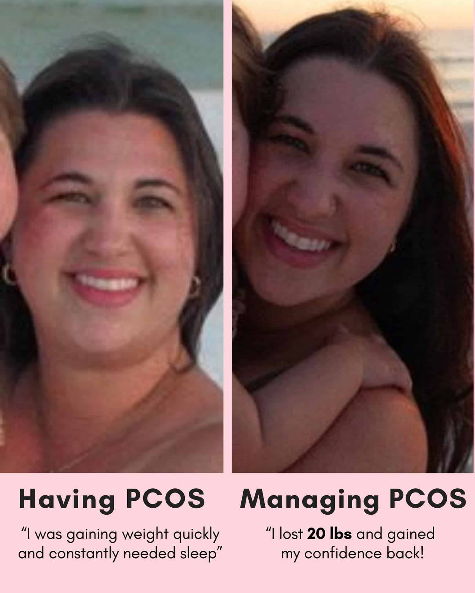 Cysterhood testimonial with before/after photos from Cysterhood member