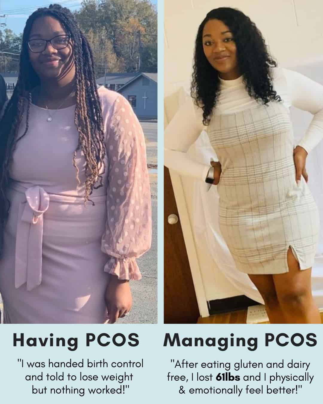 Cysterhood testimonial with before/after photos from Cysterhood member