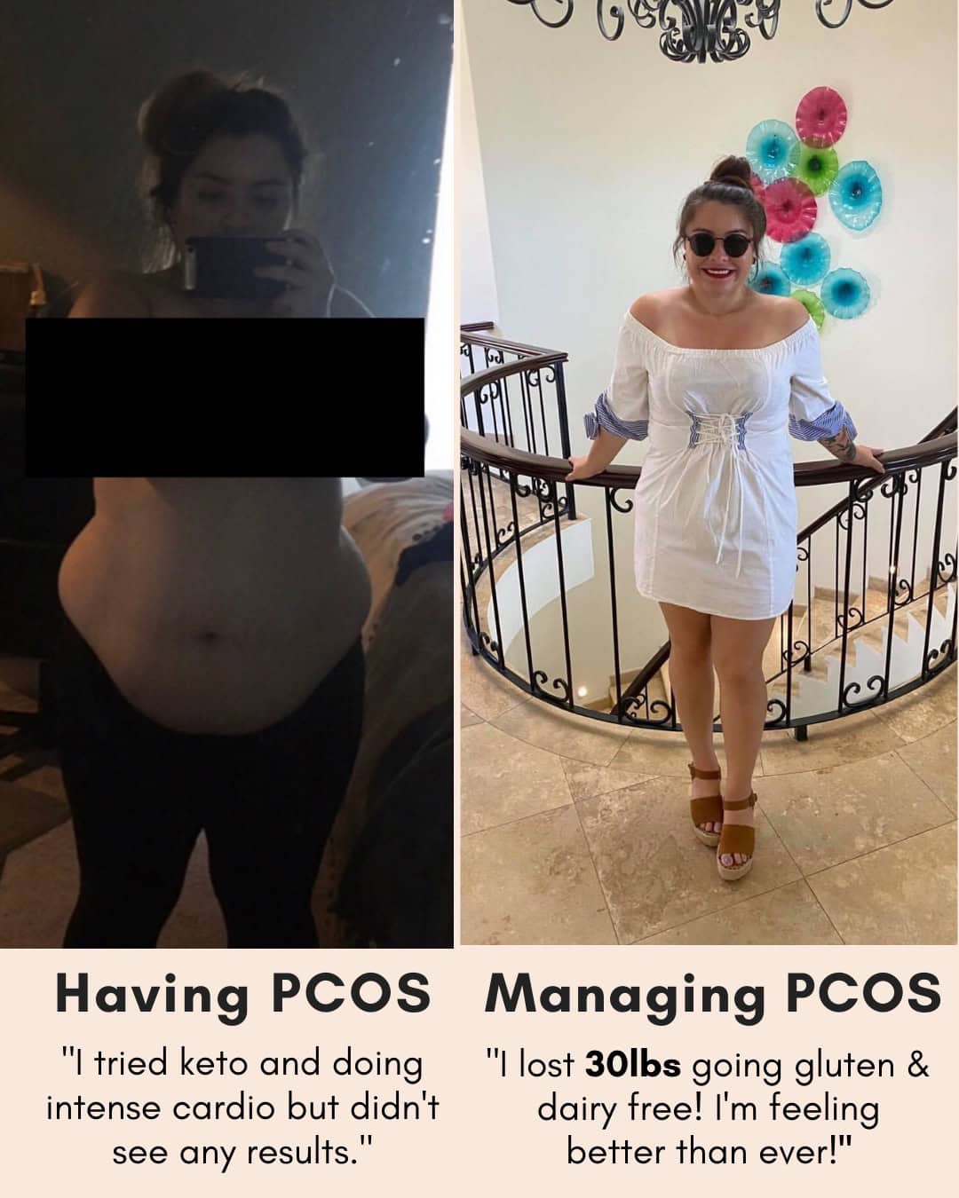 Cysterhood testimonial with before/after photos from Cysterhood member