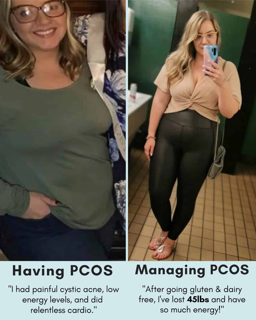 Cysterhood testimonial with before/after photos from Cysterhood member