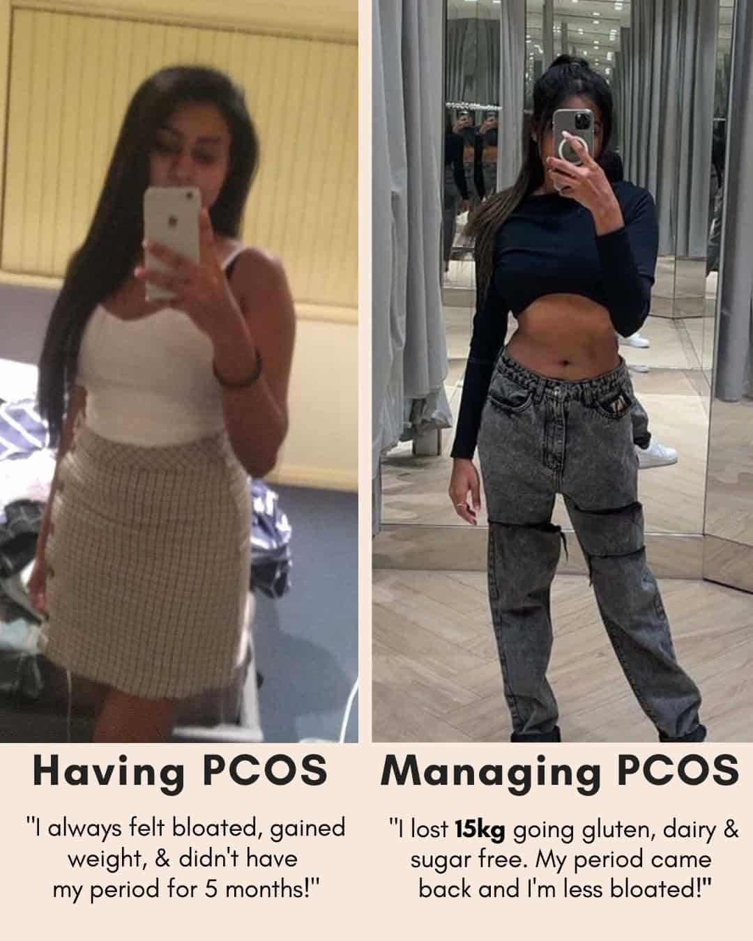 Cysterhood testimonial with before/after photos from Cysterhood member