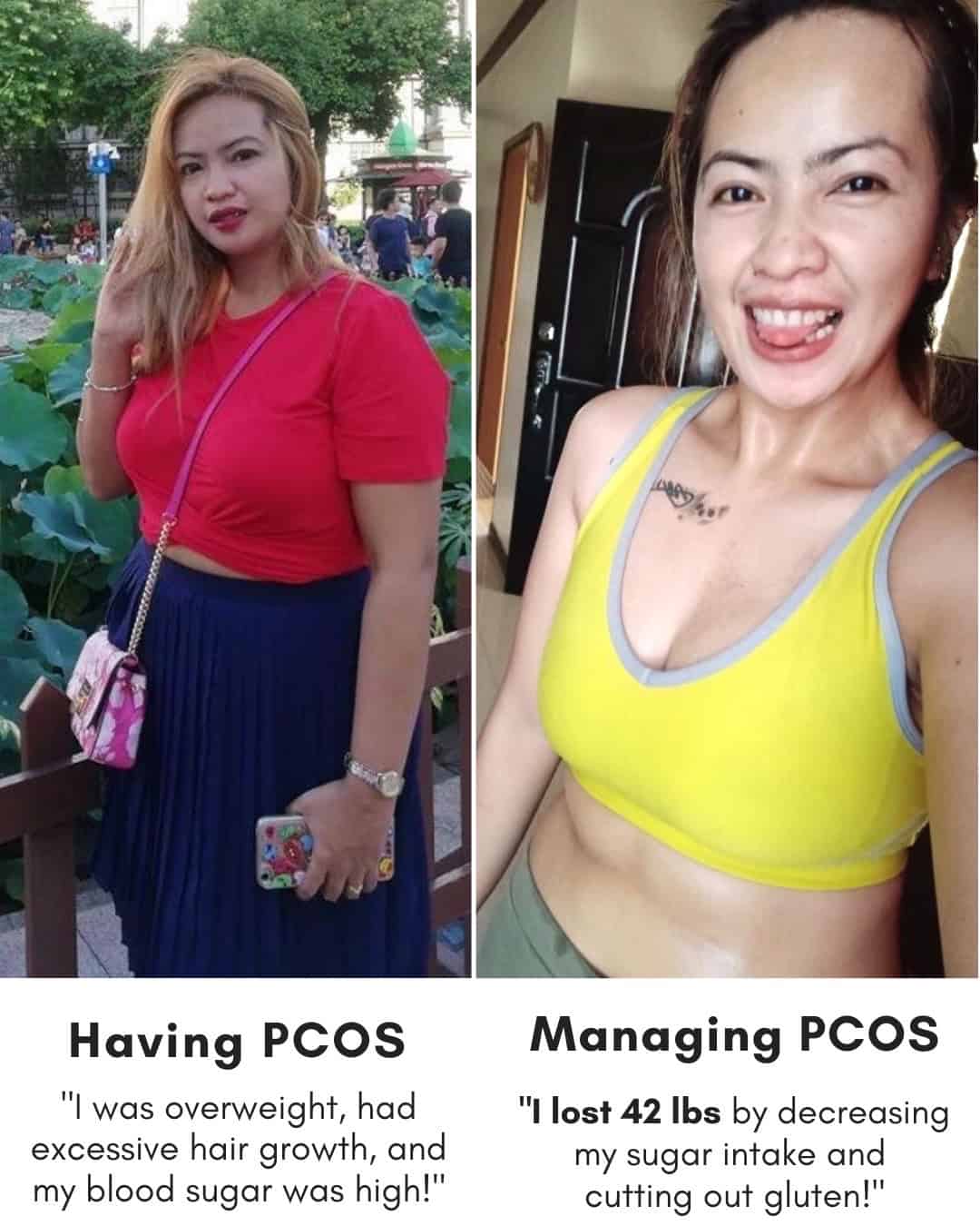 Cysterhood testimonial with before/after photos from Cysterhood member