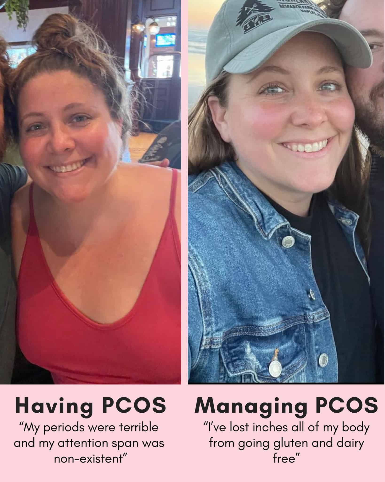 Cysterhood testimonial with before/after photos from Cysterhood member
