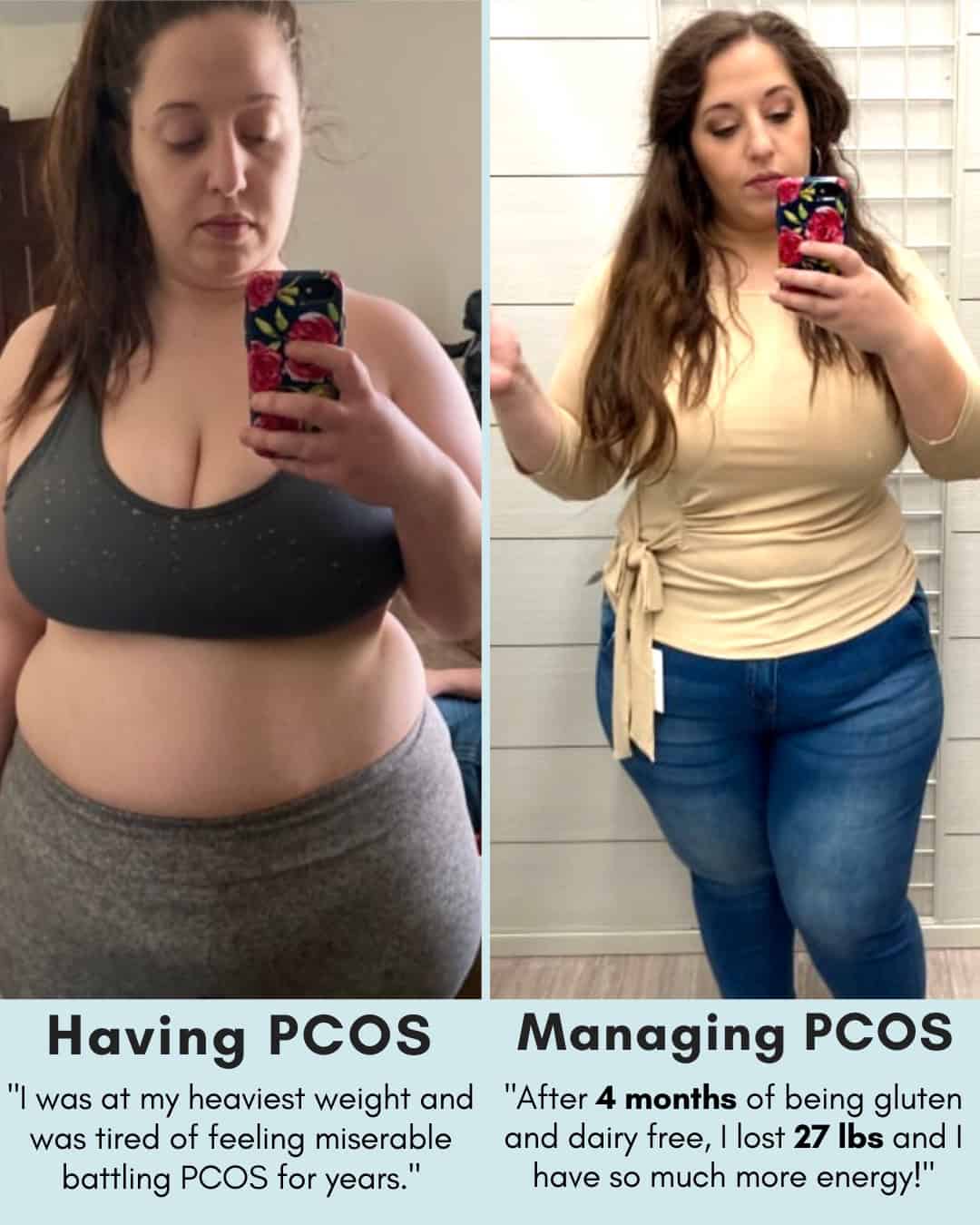 Cysterhood testimonial with before/after photos from Cysterhood member
