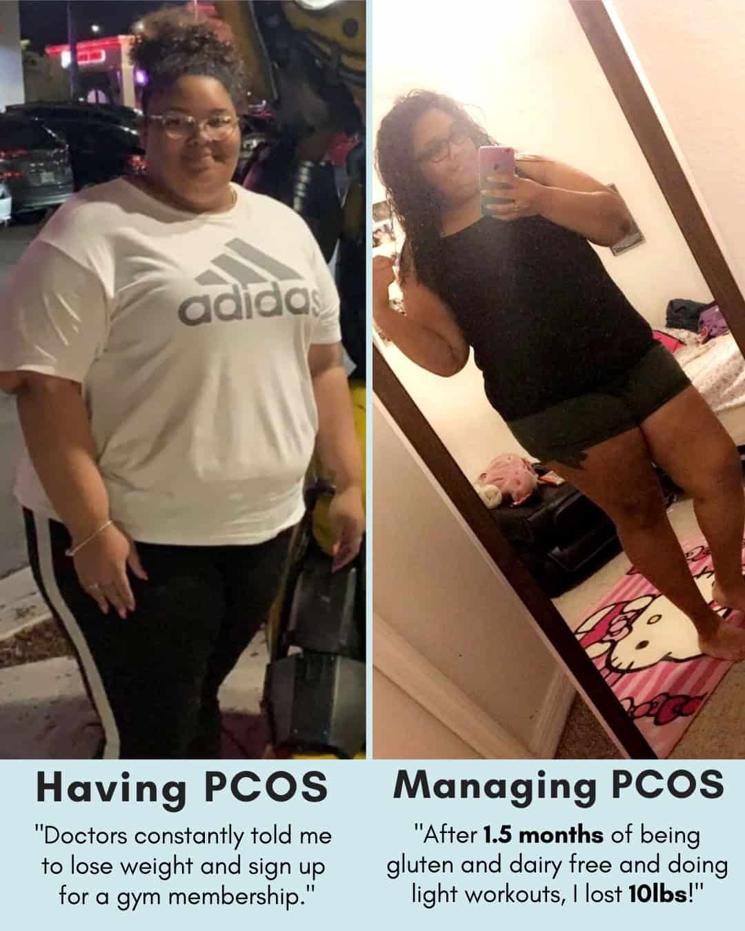 Cysterhood testimonial with before/after photos from Cysterhood member