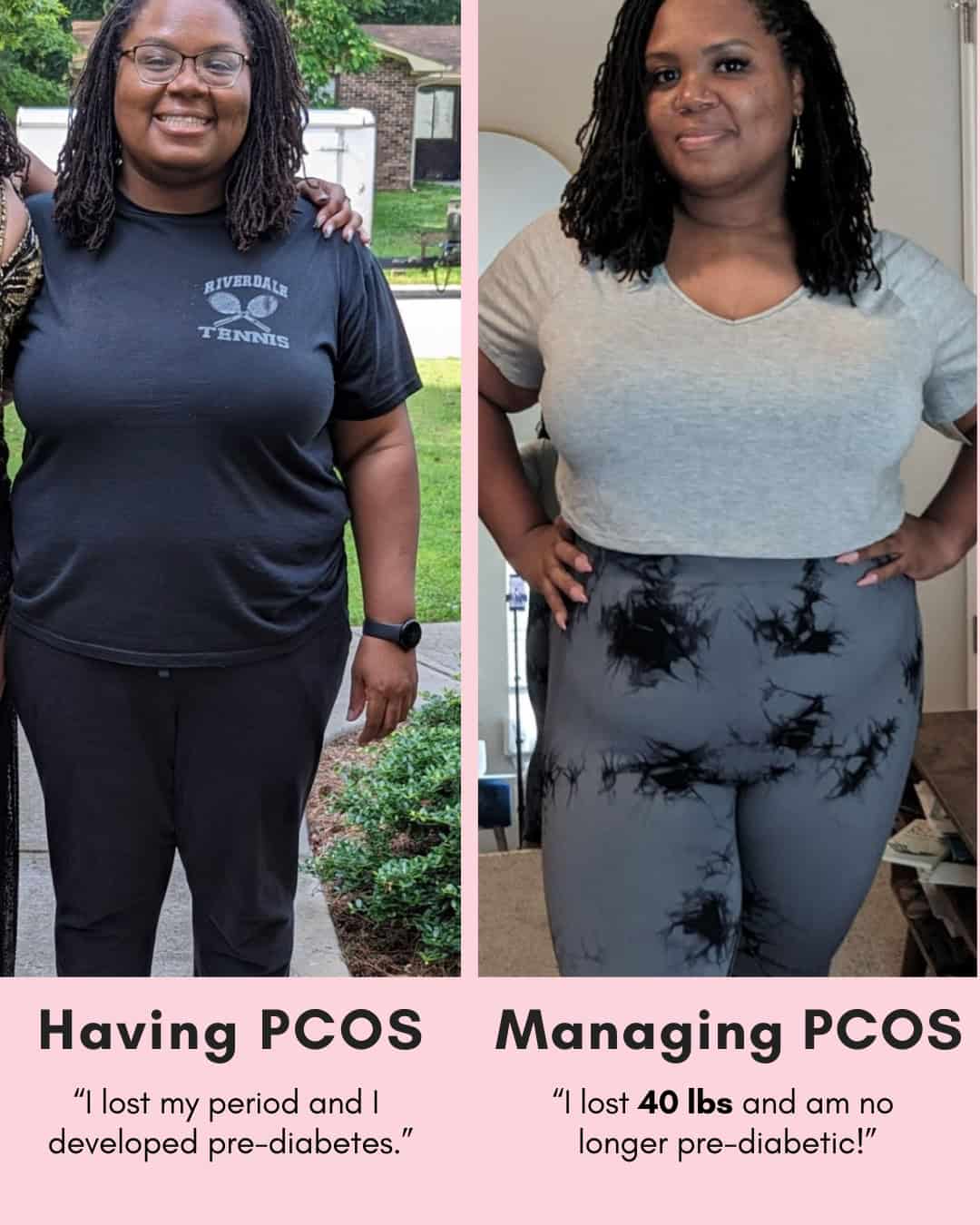 Cysterhood testimonial with before/after photos from Cysterhood member