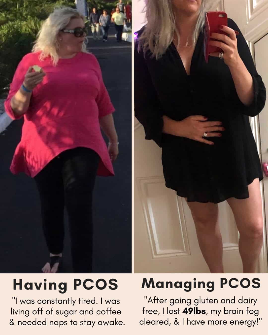 Cysterhood testimonial with before/after photos from Cysterhood member