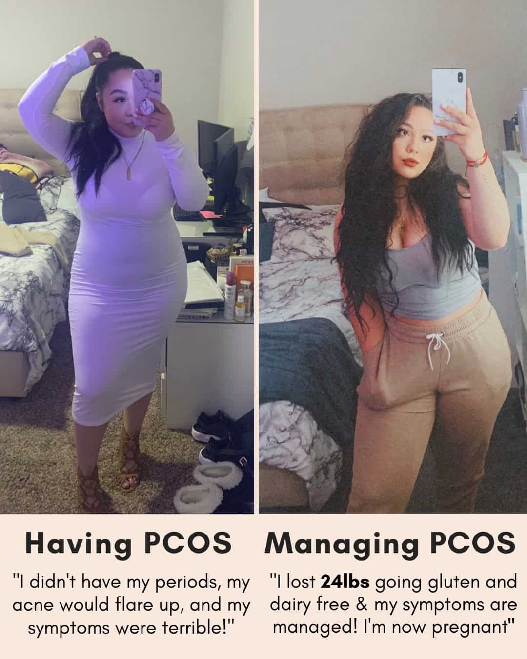 Cysterhood testimonial with before/after photos from Cysterhood member