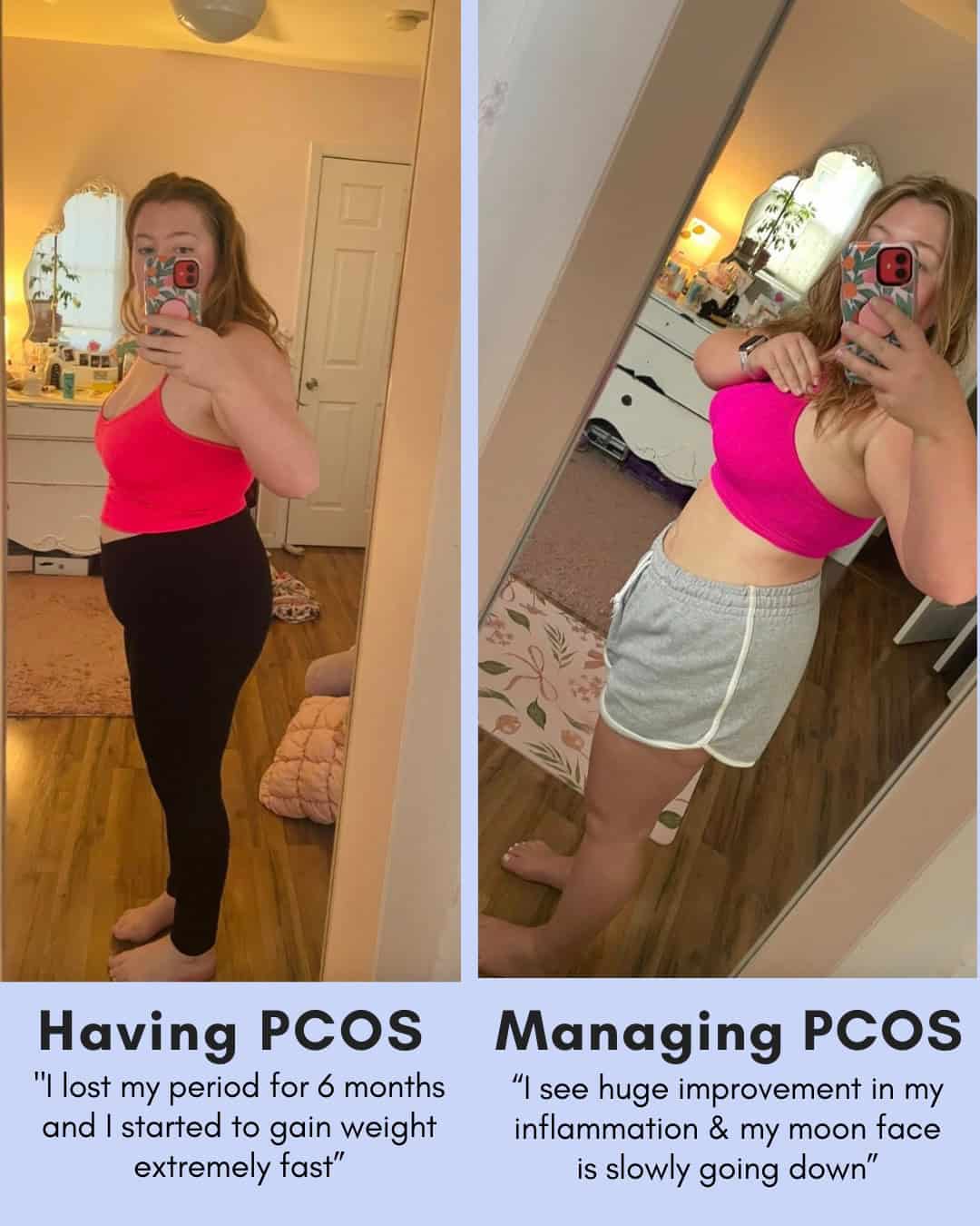 Cysterhood testimonial with before/after photos from Cysterhood member