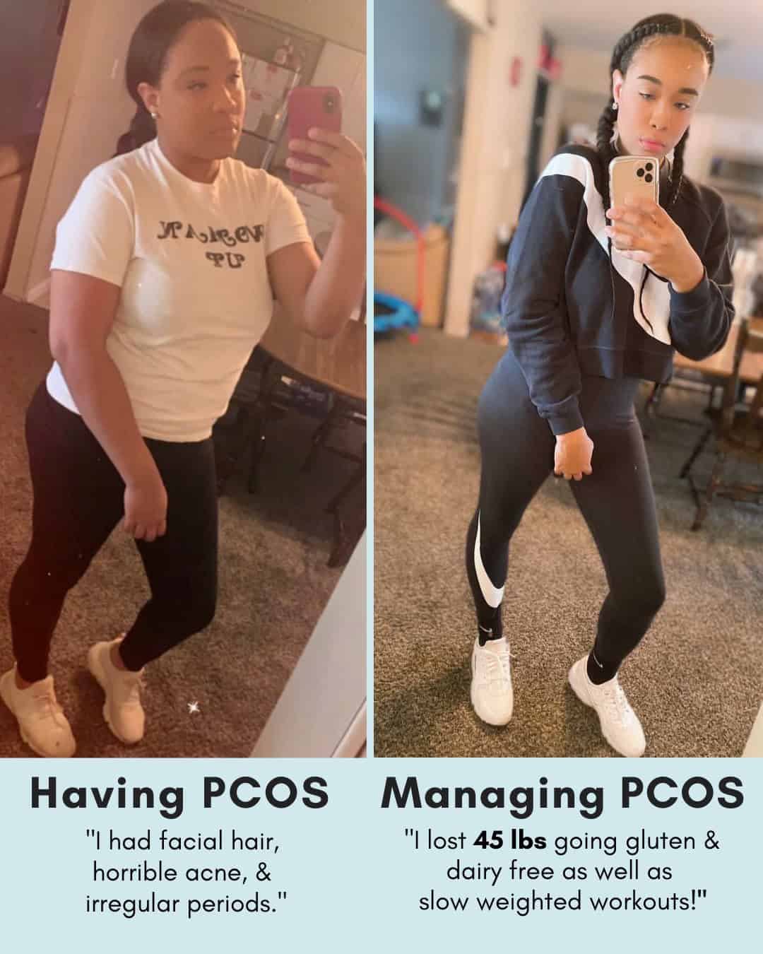 Cysterhood testimonial with before/after photos from Cysterhood member