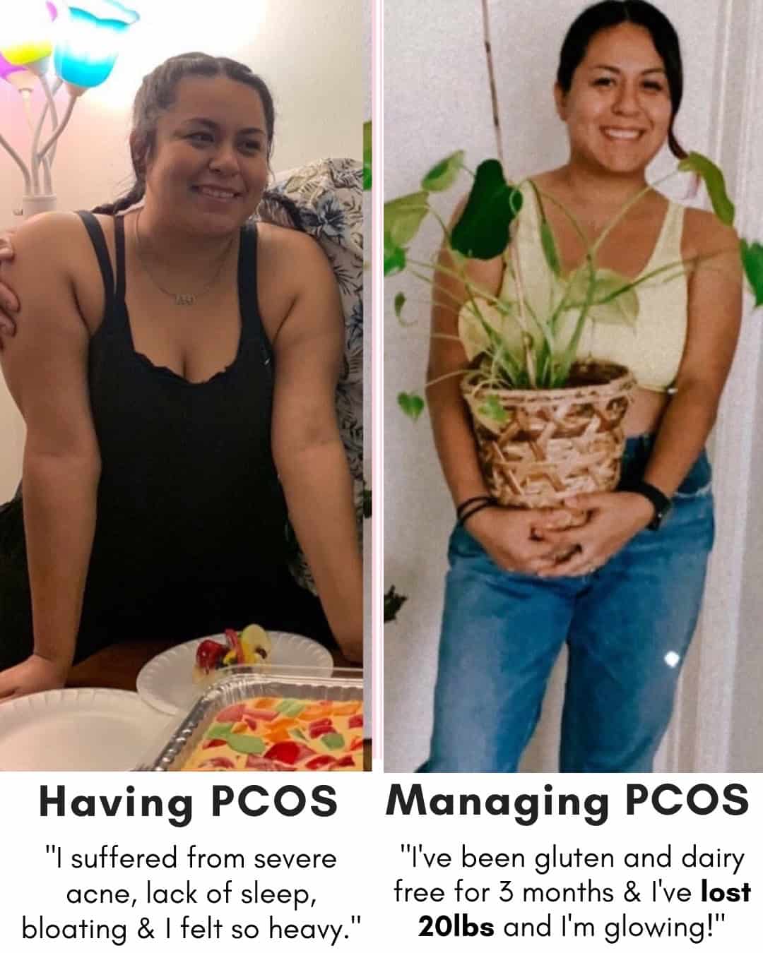 Cysterhood testimonial with before/after photos from Cysterhood member