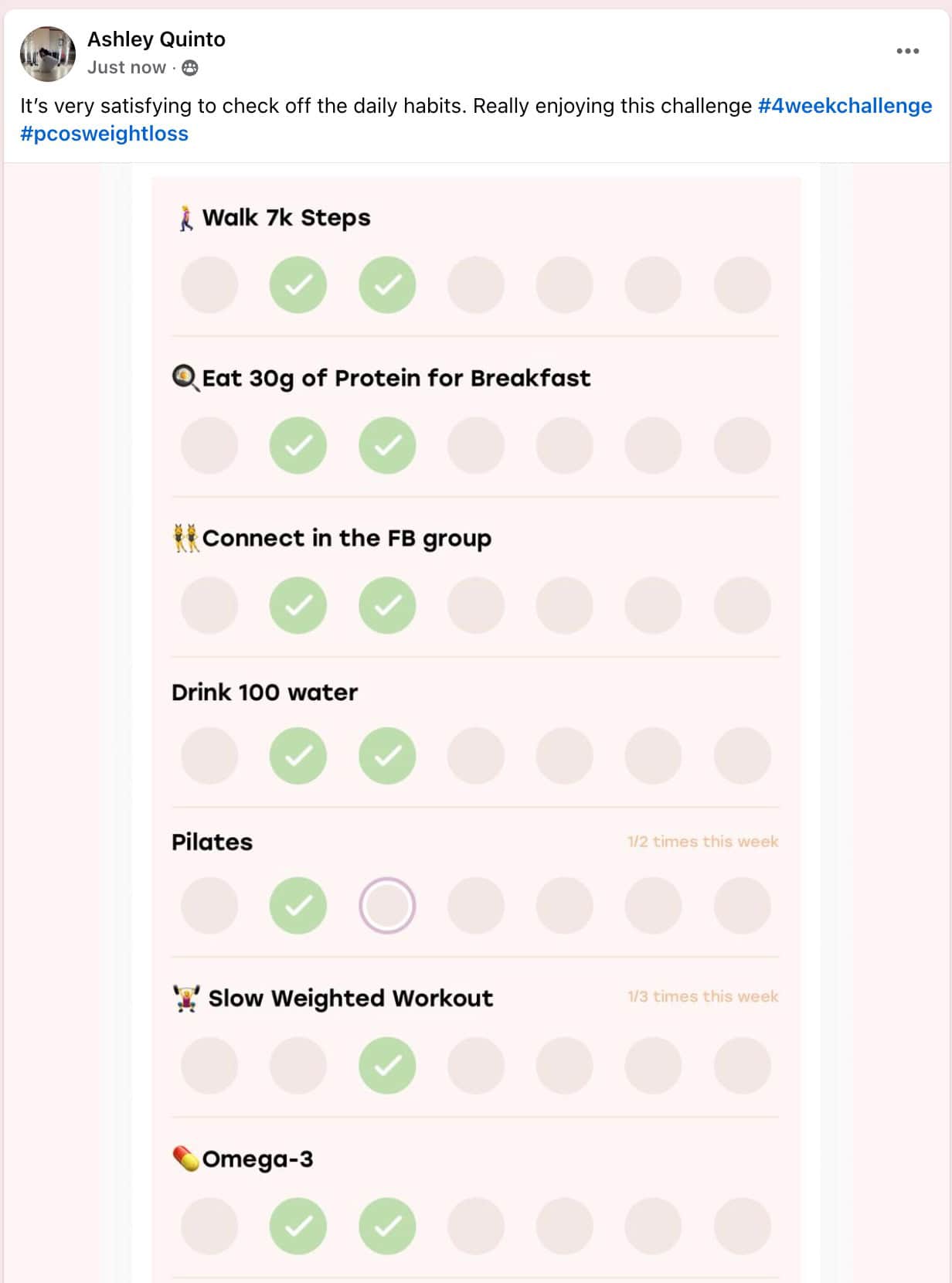 screenshot of Cysterhood member post