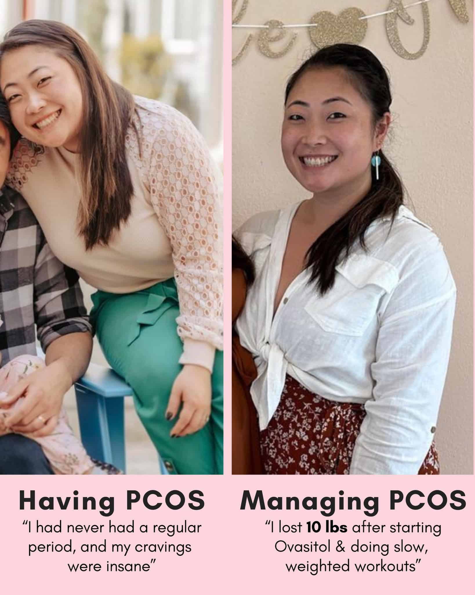 Cysterhood testimonial with before/after photos from Cysterhood member
