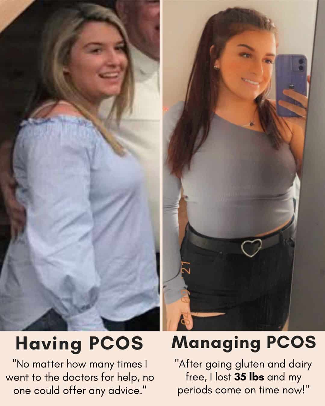 Cysterhood testimonial with before/after photos from Cysterhood member