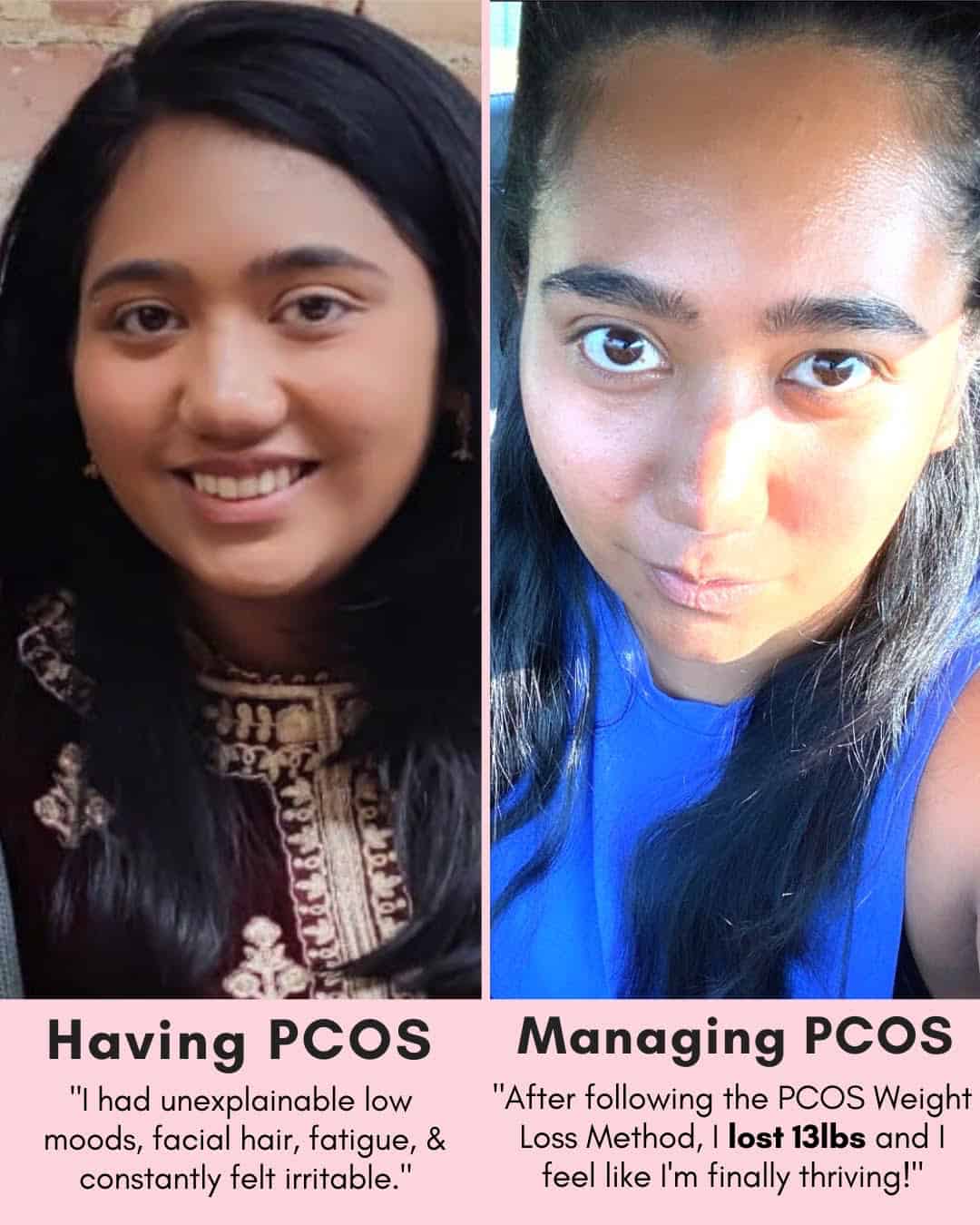 Cysterhood testimonial with before/after photos from Cysterhood member