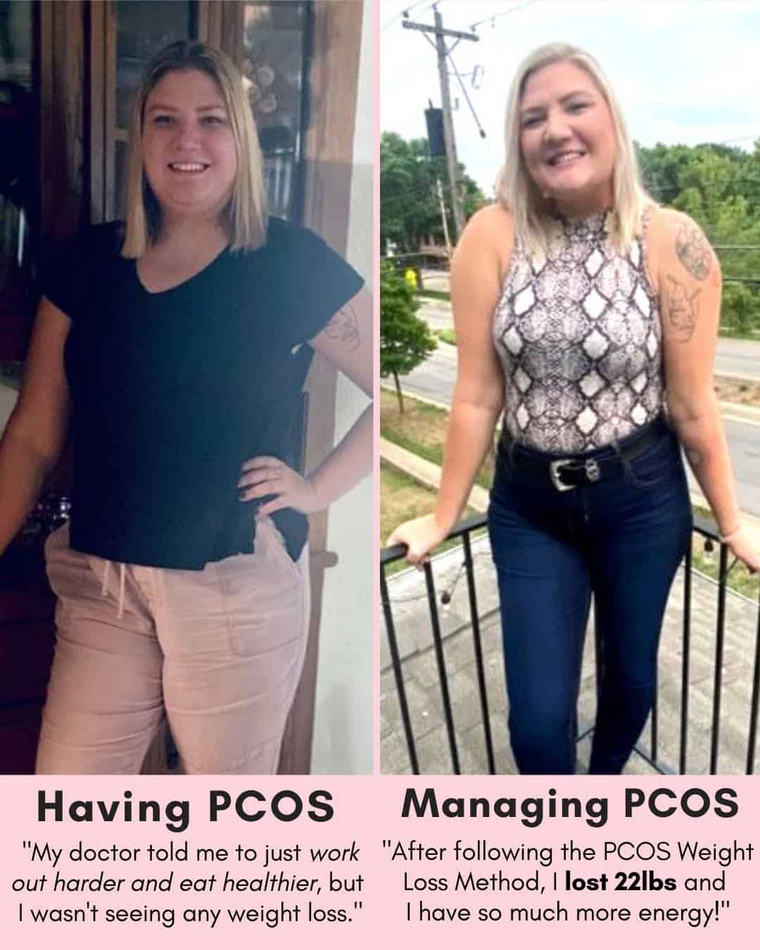 Cysterhood testimonial with before/after photos from Cysterhood member