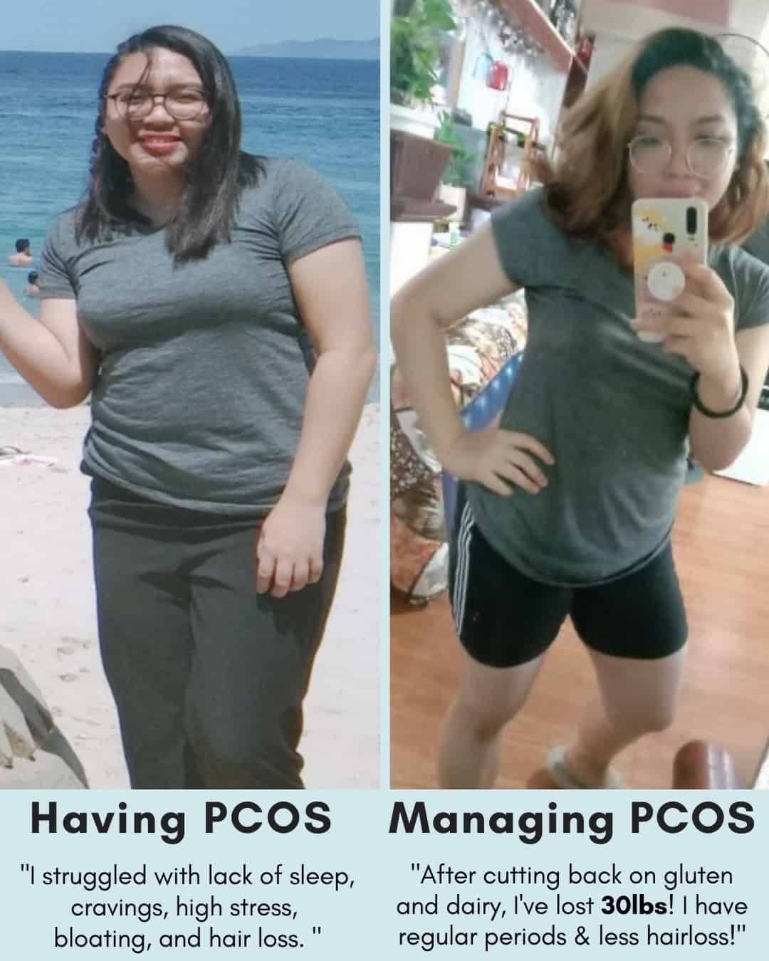 Cysterhood testimonial with before/after photos from Cysterhood member