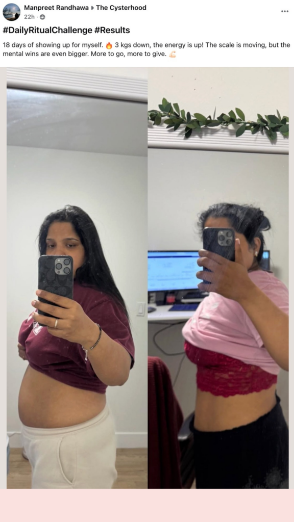 before and after photo of someone taking daily ritual