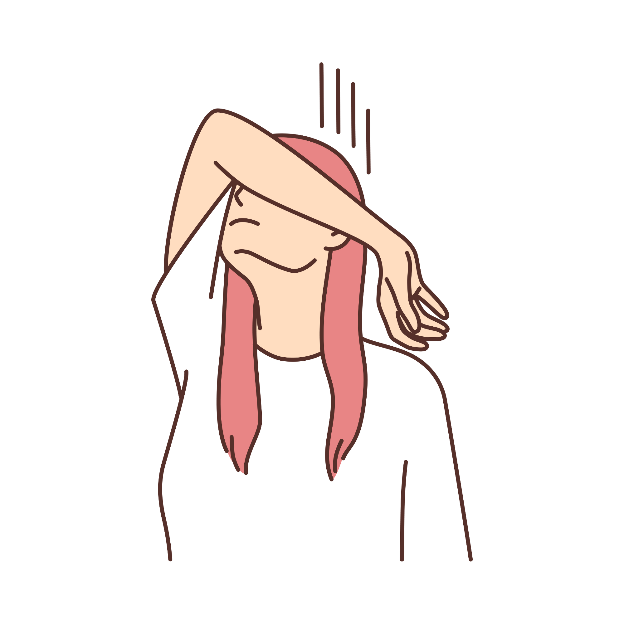 cartoon woman with her arm over her eyes