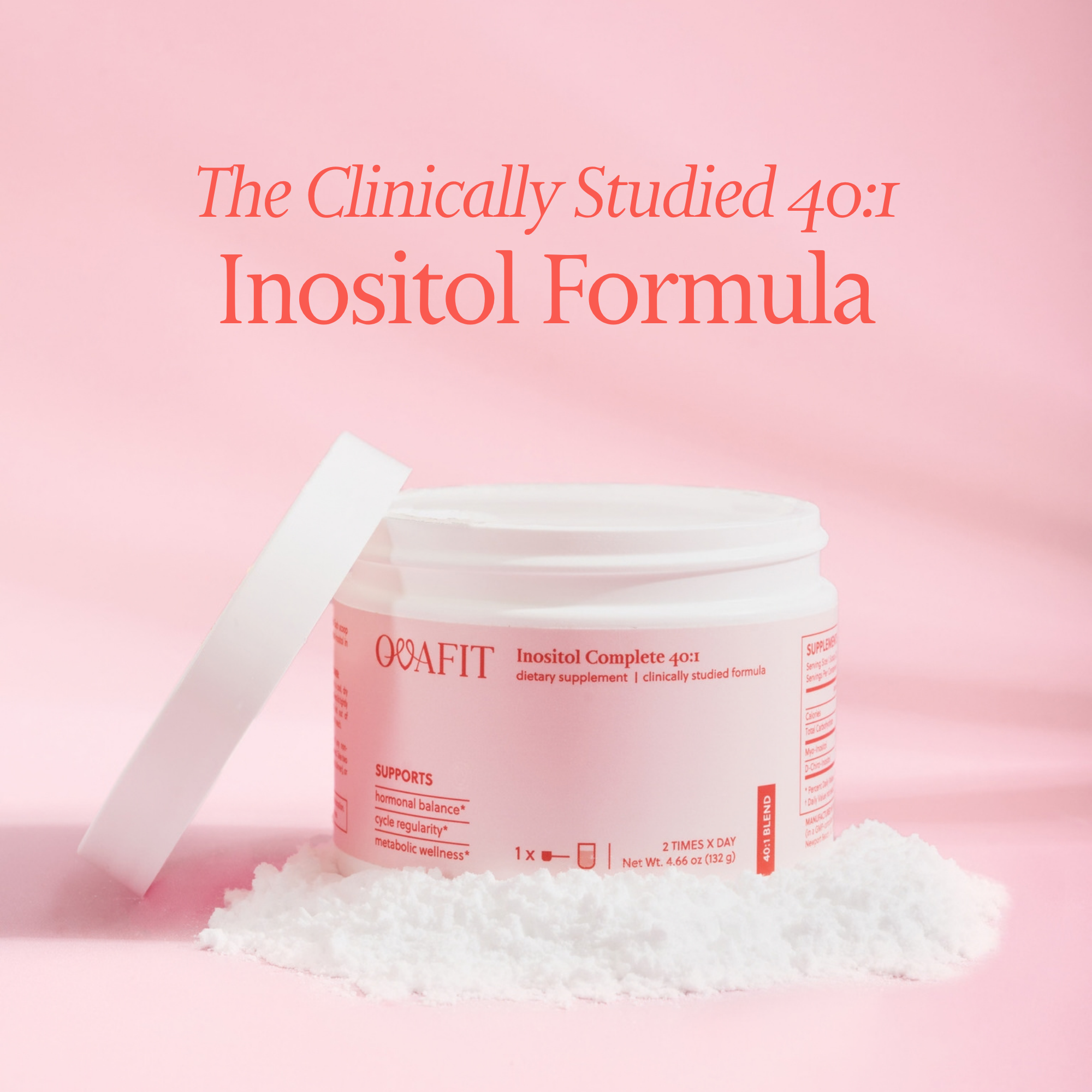 showing bottle of inositol and powder with text