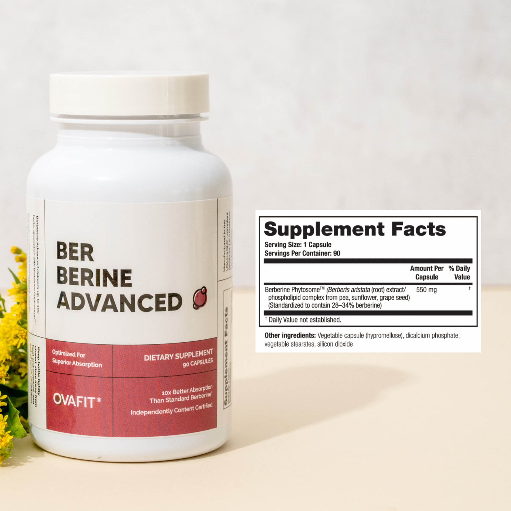 showing bottle of berberine with supplement facts