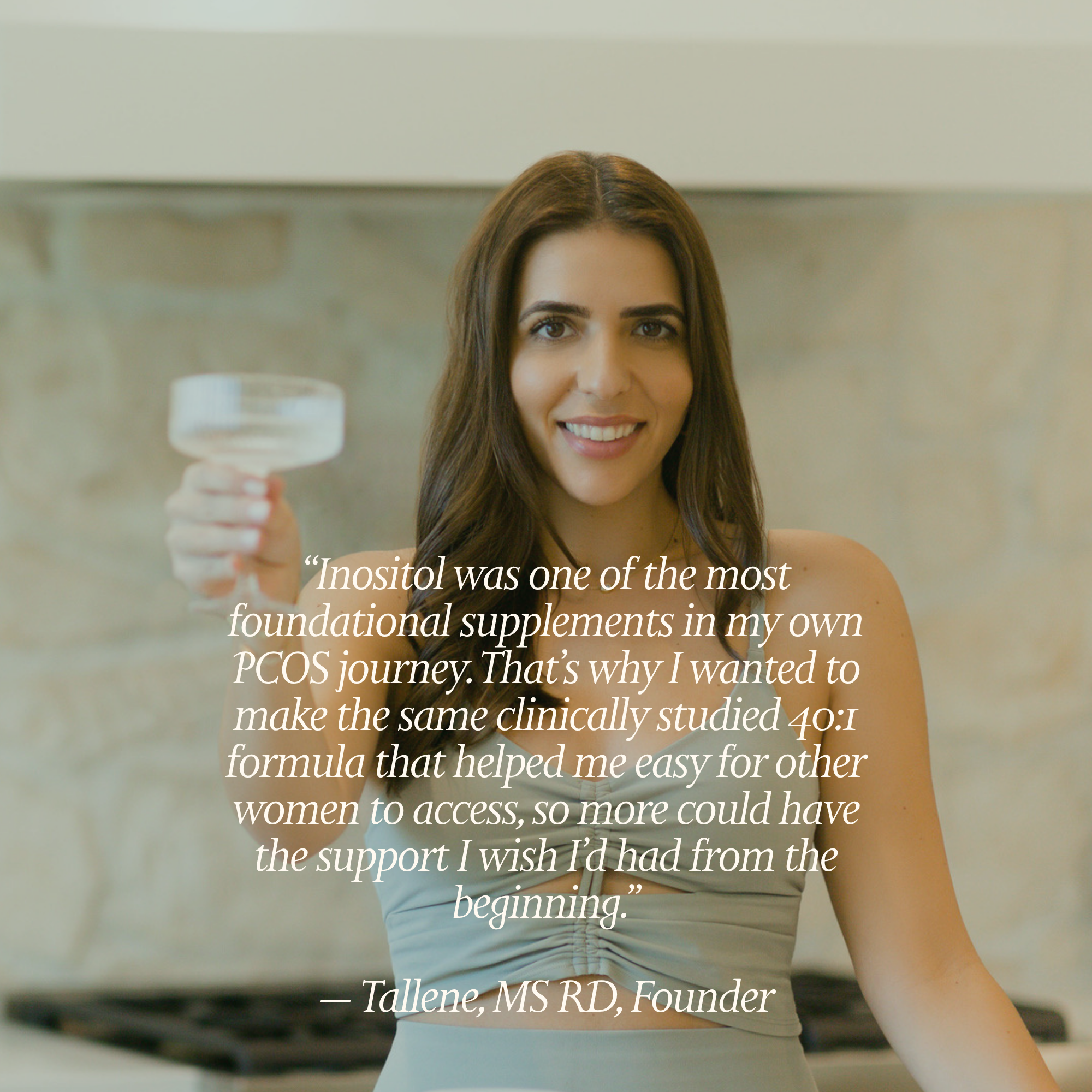showing women with glass and text